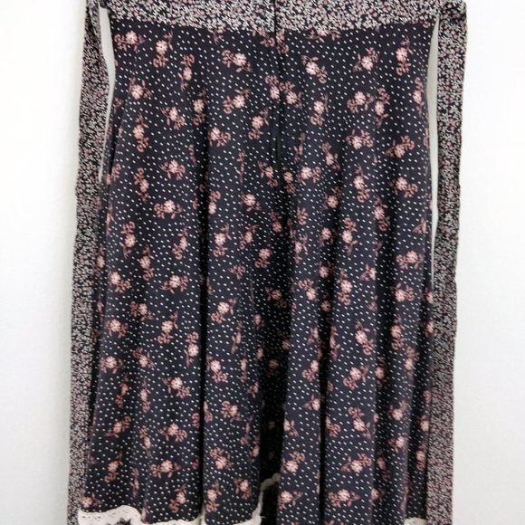 Gunne Sax Calico Floral Brown Pink Corset Sundress - Picture 13 of 16